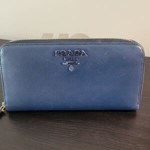 Prada Blue Leather Wallet